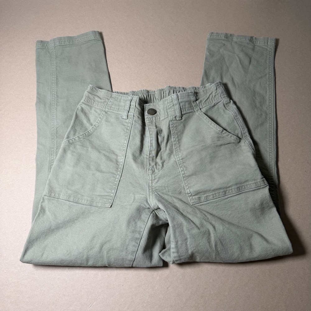 sage green KNOX ROSE size XS cargo pants elastic waist stretchy 26 inch waist